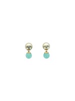 Boucles d'oreilles Amazonite Boules Réversibles Métal Doré