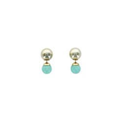 Boucles d'oreilles Amazonite Boules Réversibles Métal Doré