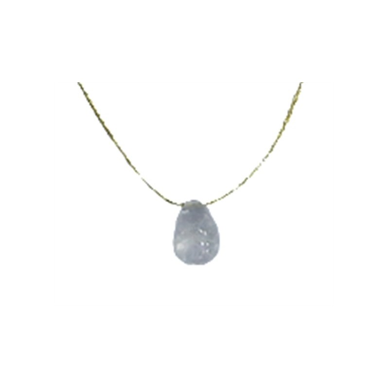 Collier Cristal de roche briolette Fil coton doré