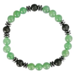 Bracelet H Aventurine Verte. Pierre de lave Perles rondes 8 mm