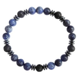 Bracelet H Sodalite. Pierre de lave Perles rondes 8 mm