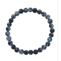 Bracelet Obsidienne mouchetée Perles rondes 6 mm Mates