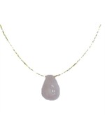 Collier Quartz Rose briolette Fil coton doré