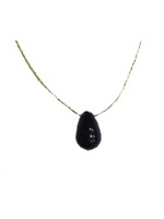 Collier Onyx Noir briolette Fil coton doré