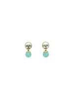 Boucles d'oreilles Amazonite Boules Réversibles Métal Doré