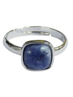 Bague Sodalite Carrée Bombée Métal argenté Ajustable