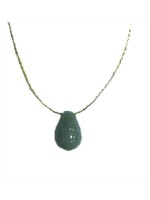 Collier Aventurine verte briolette Fil coton doré