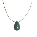 Collier Aventurine verte briolette Fil coton doré