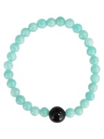 Bracelet Amazonite Perles rondes 6 mm et Perle unique Onyx Noir 1 cm