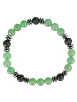 Bracelet H Aventurine Verte. Pierre de lave Perles rondes 8 mm