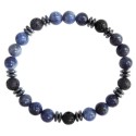 Bracelet H Sodalite. Pierre de lave Perles rondes 8 mm