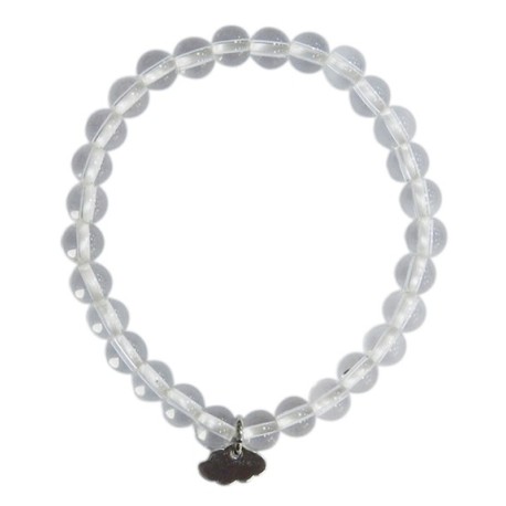 Bracelet Cristal de Roche Perles rondes 6 mm Breloque nuage