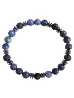 Bracelet H Sodalite. Pierre de lave Perles rondes 8 mm