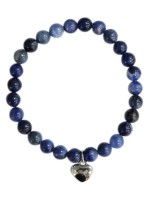 Bracelet Sodalite Perles rondes 6 mm Breloque coeur