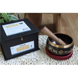 Coffret Bol Chantant Noir Om Mani Padme Hum Diamètre env. 10 cm