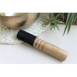 Bâton pour Bol Chantant en Bois et Cuir Noir 19 cm