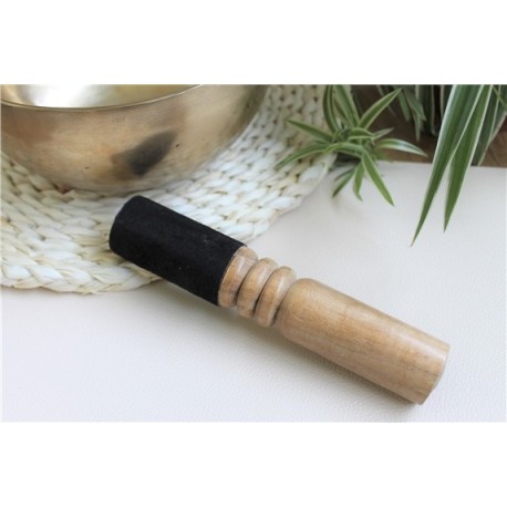 Bâton pour Bol Chantant en Bois et Cuir Noir 19 cm 