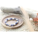 Bracelet Sodalite Perles rondes 8 mm et Perles bois 1 cm 