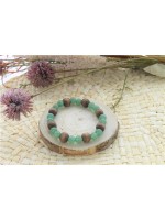 Bracelet Aventurine Verte Perles rondes 8 mm et Perles bois 1 cm 