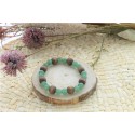 Bracelet Aventurine Verte Perles rondes 8 mm et Perles bois 1 cm 