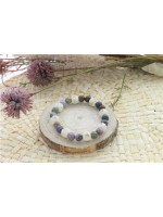 Bracelet Agate Multicolore Perles rondes 8 mm et Perles bois 1 cm 