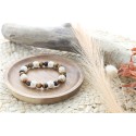 Bracelet Oeil de tigre Perles rondes 8 mm et Perles bois 1 cm 