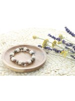 Bracelet Jaspe Perles rondes 8 mm et Perles bois 1 cm 
