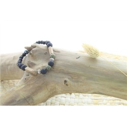 Bracelet Pierre de lave, Jaspe, Bois, Hématite Perles rondes 