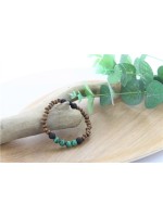 Bracelet Bois, Malachite et Pierre de lave Perles rondes 8 mm 
