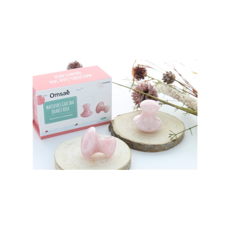 Coffret Masseurs Gua Sha en Quartz Rose Assortiment de 2 