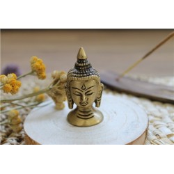 Statuette Tête de Bouddha en Laiton doré mat 5 cm