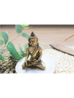 Statuette Bouddha Bhumisparsha Mudra en Laiton doré mat 7,5 cm 