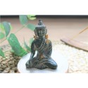 Statuette Bouddha Bhumisparsha Mudra en Laiton Vert antique 7,5 cm 