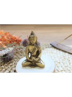Statuette Bouddha Dhyana Mudra en Laiton doré mat 7,5 cm 