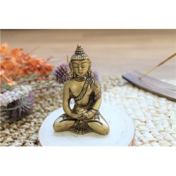 Statuette Bouddha Dhyana Mudra en Laiton doré mat 7,5 cm 