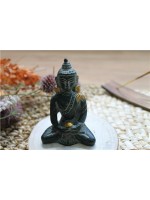 Statuette Bouddha Dhyana Mudra en Laiton vert antique 7,5 cm 