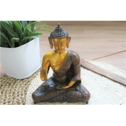 Statuette Bouddha Abhaya Mudra en Laiton orange antique 20 cm