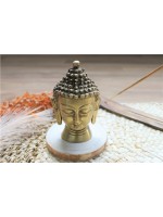 Statuette Tête de Bouddha en Laiton doré mat 11.5 cm 