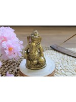 Statuette Ganesh assis en Laiton doré mat 8.2 cm 