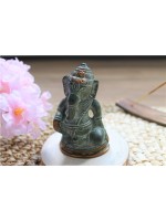 Statuette Ganesh assis en Laiton vert antique 8.2 cm 