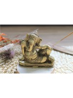 Statuette Ganesh allongé en Laiton doré mat 8 cm 