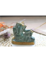 Statuette Ganesh allongé en Laiton vert antique 8 cm 