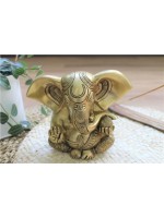 Statuette Ganesh assis en Laiton doré mat 14 cm 