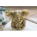 Statuette Ganesh assis en Laiton doré mat 14 cm 