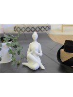 Statuette en Porcelaine Posture du Gardien Blanc brillant 17 cm 