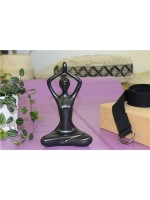 Statuette en Porcelaine Posture du Lotus Anjali Mudra Noir mat 20 cm 