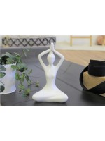 Statuette en Porcelaine Posture du Lotus Anjali Mudra Blanc brillant 20 cm 