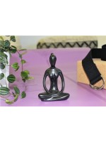 Statuette en Porcelaine Posture du Lotus Dhyana Mudra Noir mat 10 cm 