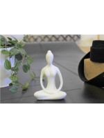 Statuette en Porcelaine Posture du Lotus Dhyana Mudra Blanc brillant 10 cm 