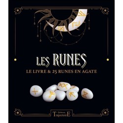 Les Runes - Le livre & 25 runes en agate - Coffret 
